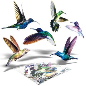 Autocollants électrostatiques repositionnables - Set de 6 silhouettes d'oiseaux imprimés