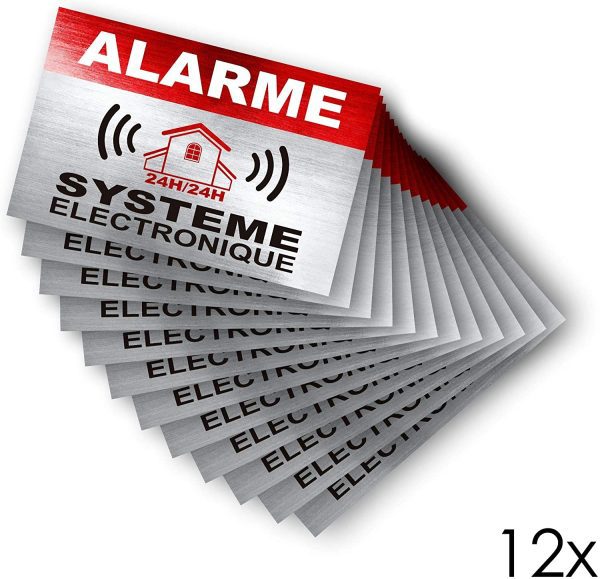 Autocollants dissuasifs Alarme - Système électronique - Lot de 12