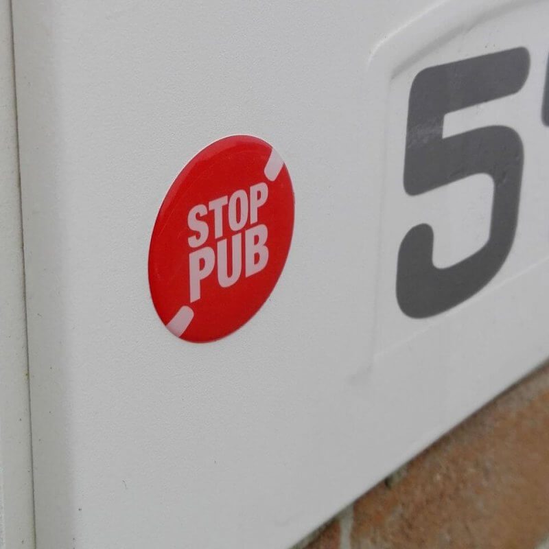 Autocollants stop pub